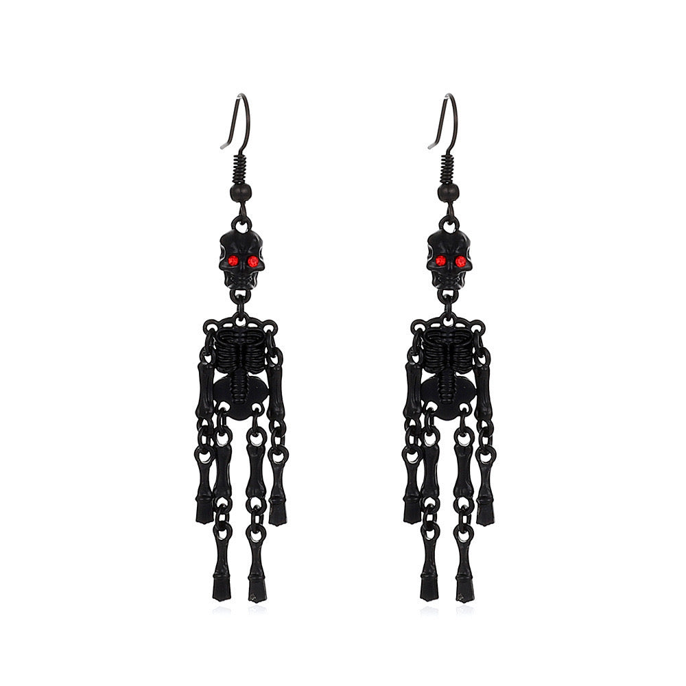 E4095 Aretes esqueleto negro aleacion 6cm