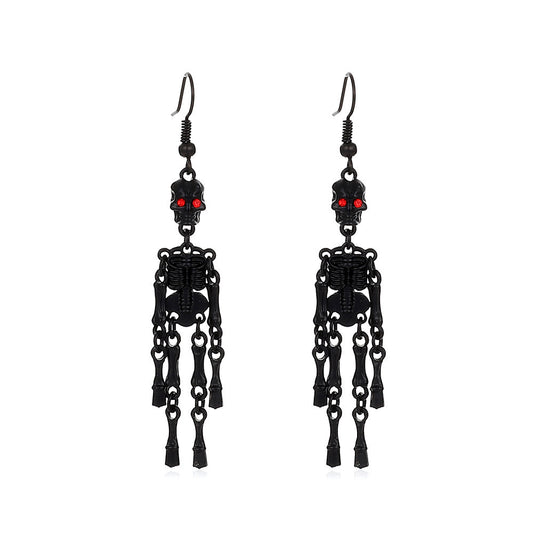 E4095 Aretes esqueleto negro aleacion 6cm