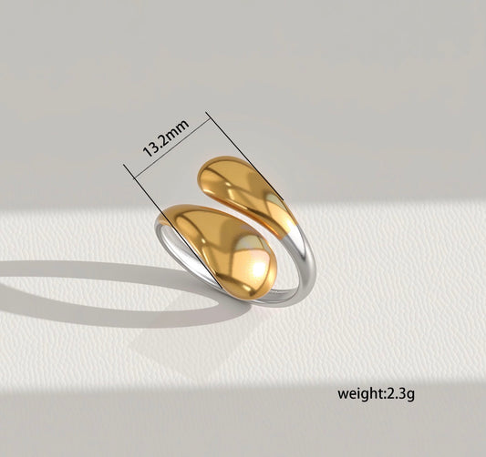 A555 anillo bicolor dorado y plateado acero inoxidable abierto