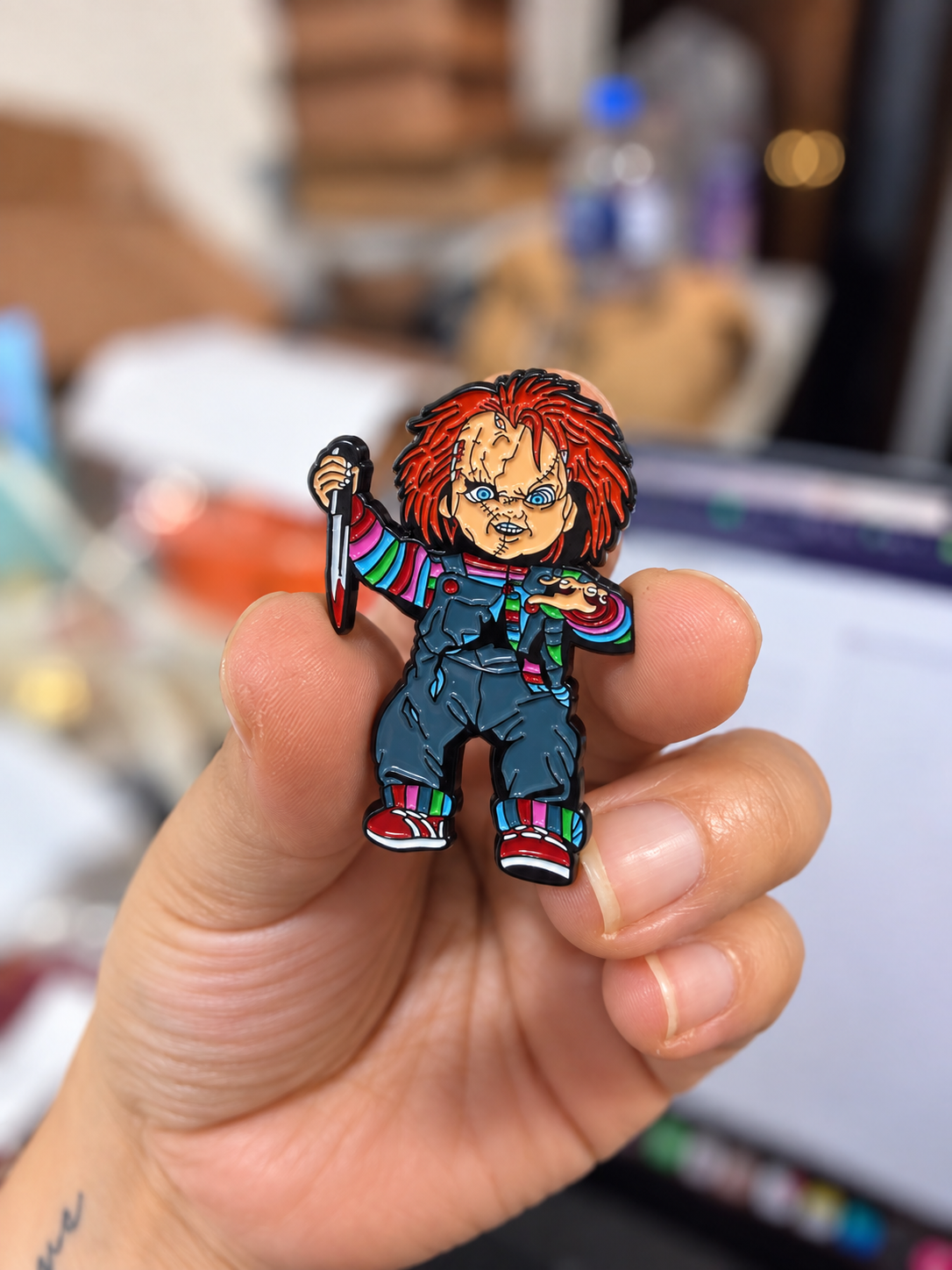 PI001 Pin broche Chucky para tela accesorio metal esmaltado 4x2cm