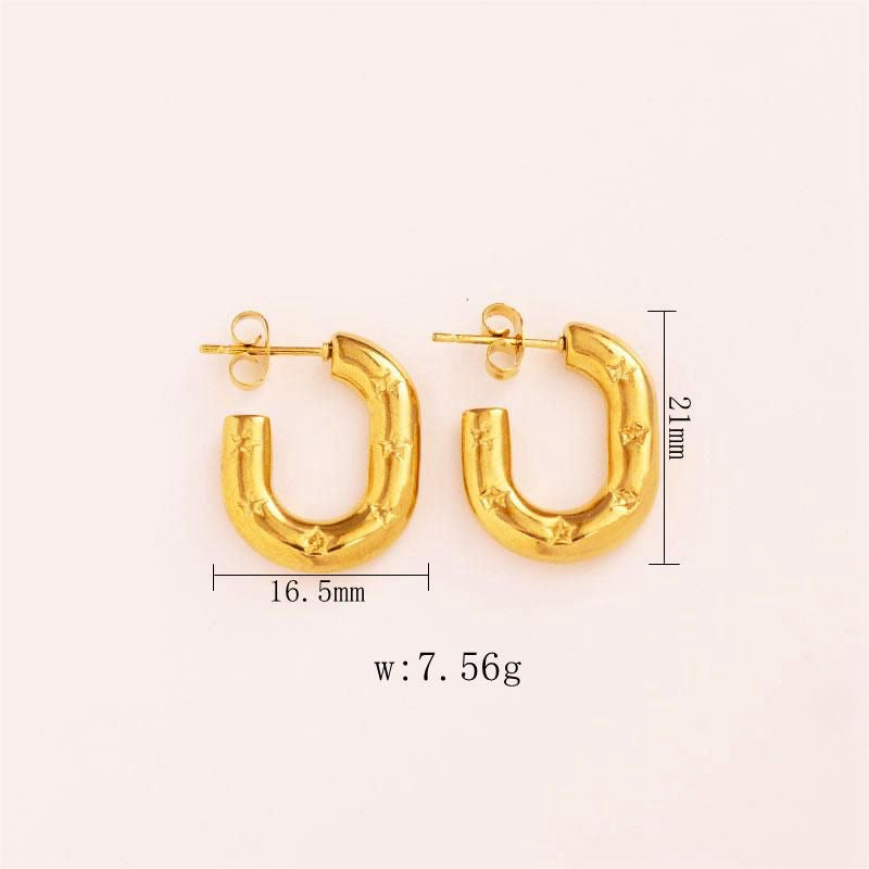 E2788 Arracada u acero inoxidable chapado en oro 18k