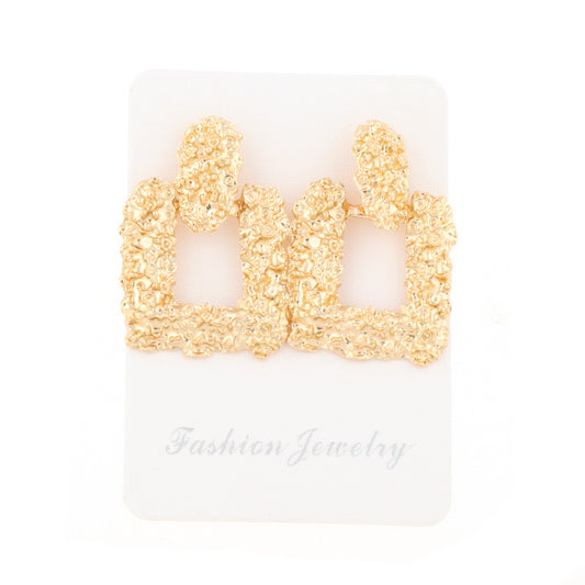 E4253 Aretes cuadro dorado aleacion 3.5cm