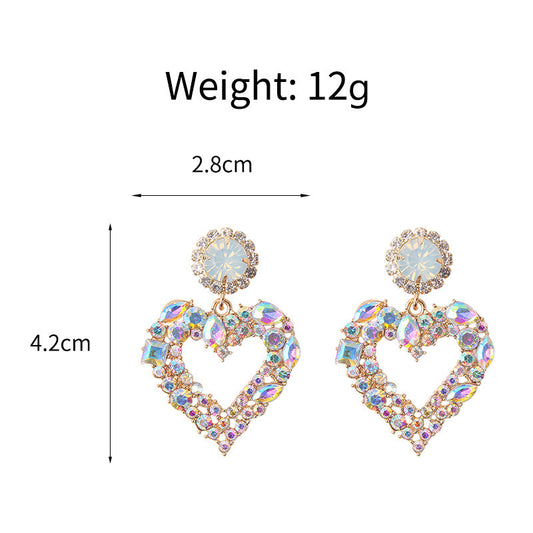 E3336 Aretes corazon cristal aleacion 4.2cm