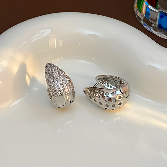 E3464 Aretes gota plateada cobre 2cm