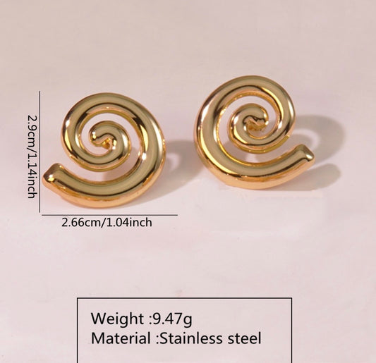 E6011 Aretes caracol dorado acero inoxidable 304 acero inoxidable 3cm