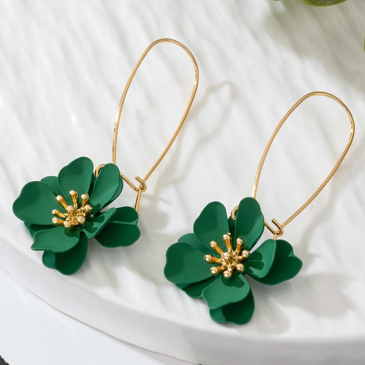 E4514V Aretes flor colgante aleacion 5.5cm