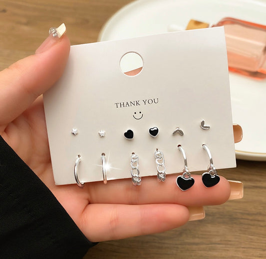 E5123 Conjunto de aretes plateados  perlas aleacion 2cm