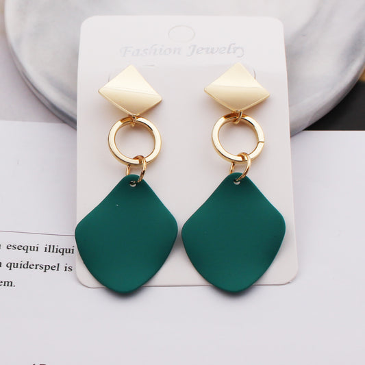 E4025 Aretes rombo verde aleacion 4cm