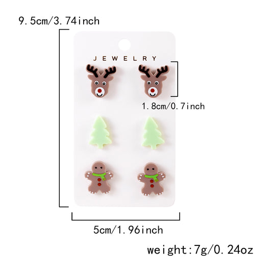 E4273 conjunto aretes navideños 1.9cm acrílico