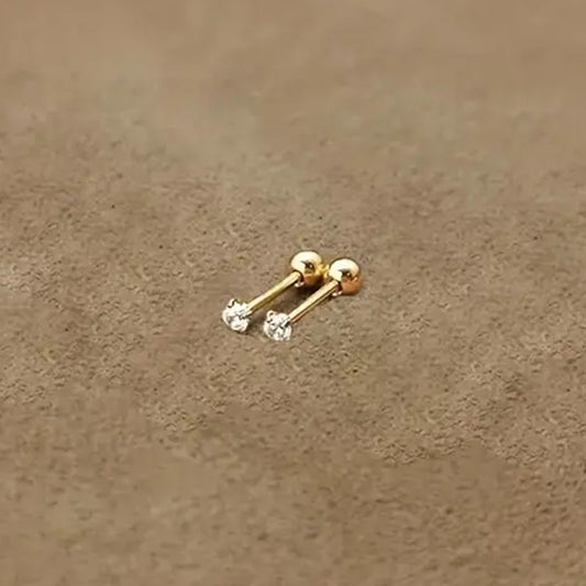 E2927 Aretes acero inoxidable chapado en oro 18k 0.3cm