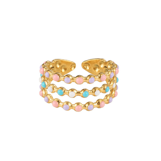 AC181 anillo abierto acero inoxidable chapado en oro 18k