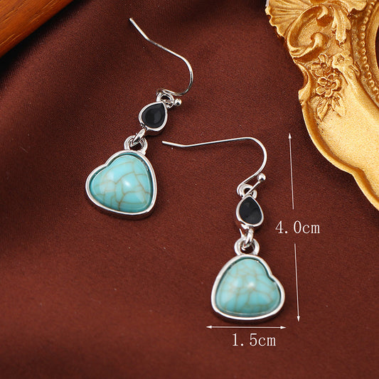 E3423 aretes colgante piedra azul 3cm