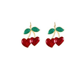 E4562 Aretes cerezas corazón aleacion 5cm