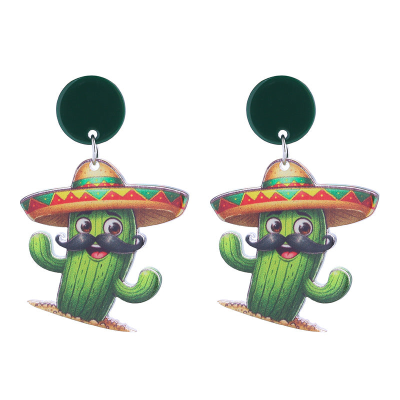 E7344 Aretes chiles patrios acrilico 5cm ligeros
