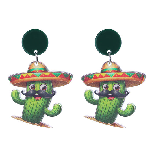 E7344 Aretes chiles patrios acrilico 5cm ligeros