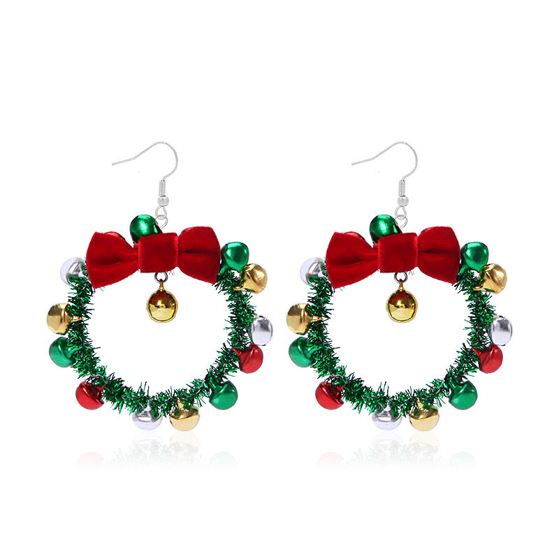 E4428 Aretes corona de Navidad aleacion 4cm