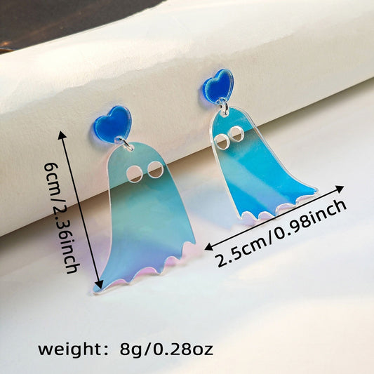 E4026 Aretes fantasma Halloween acrílico 6cm