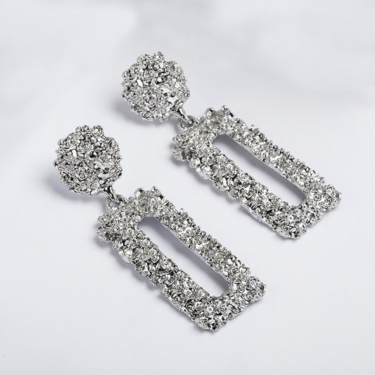 E7123 Aretes rectangular plateado  aleacion 6cm