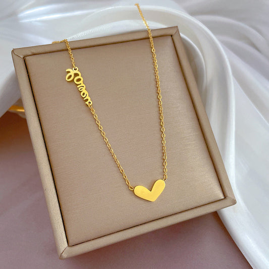 C1419 Collar dorado corazón acero inoxidable