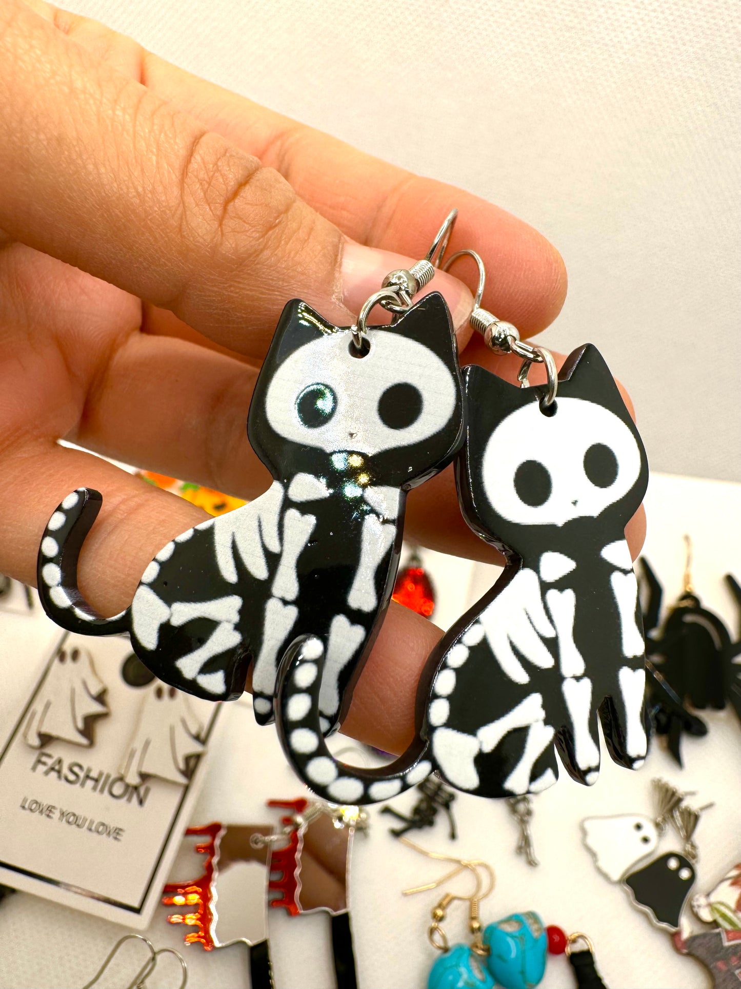 E538 Aretes Gato Negro Esquetelo Halloween