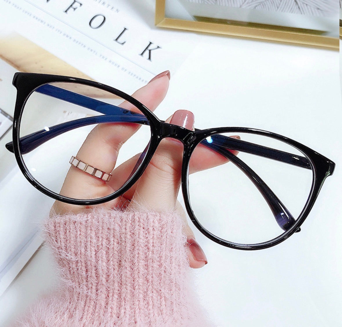 LEN02 Lentes opticas estilo simple cuadrado negro