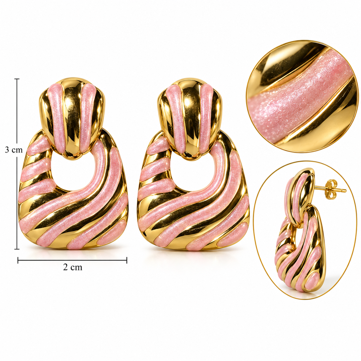 E036 Aretes geometricos esmaltados de acero inoxidable 304