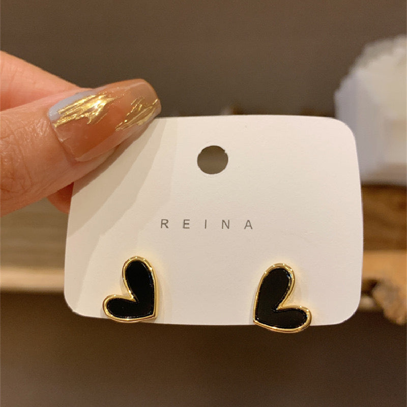 E4616 Aretes negro aleacion 1.3cm