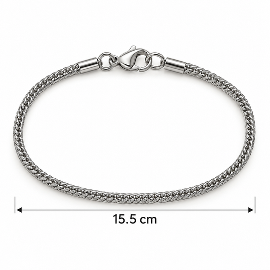 B107 Pulsera plateada lisa de acero inoxidable 304