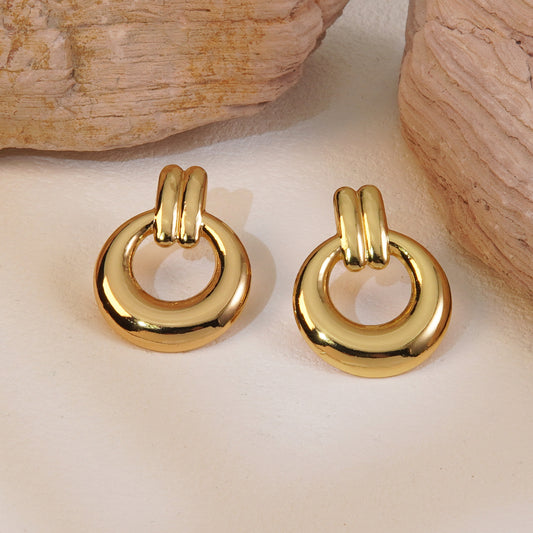 E3415  aretes aro dorado acero inoxidable 3cm