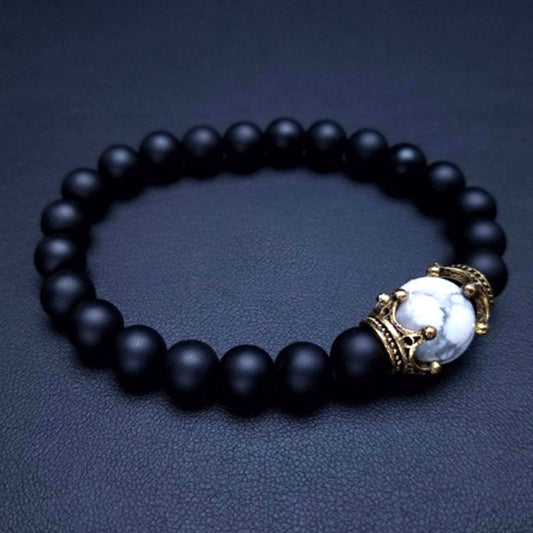 B317B Pulsera caballero elastica piedra mate