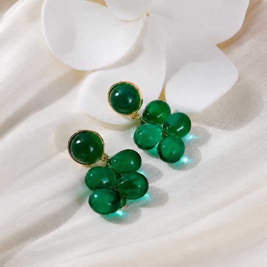 E7365 Aretes resina verde 4cm