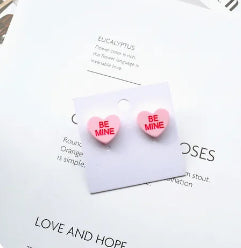 E3391 Aretes corazon rosa acrilico 3cm