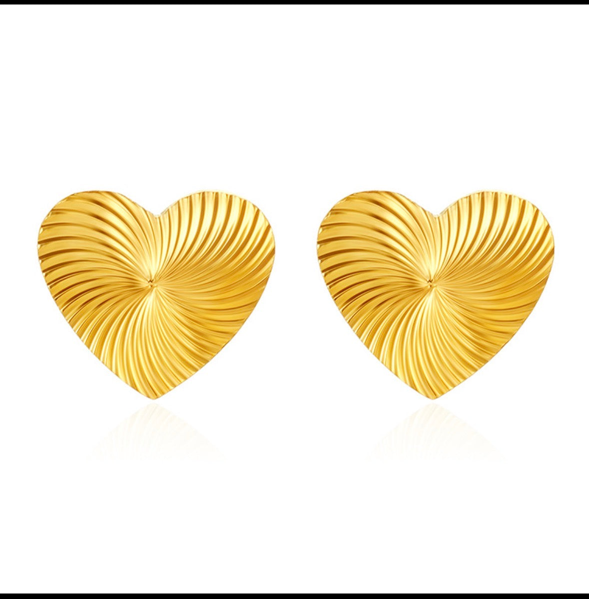 E5555 aretes corazón dorado acero inoxidable 4cm