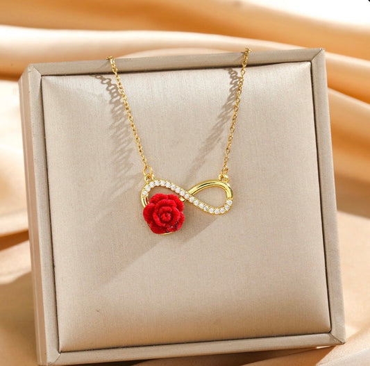 C1285 Collar infinito rosa de cobre