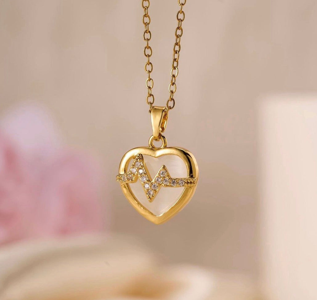 C1563 Collar cardio corazon acero inoxidable 21cm dije 1.5cm