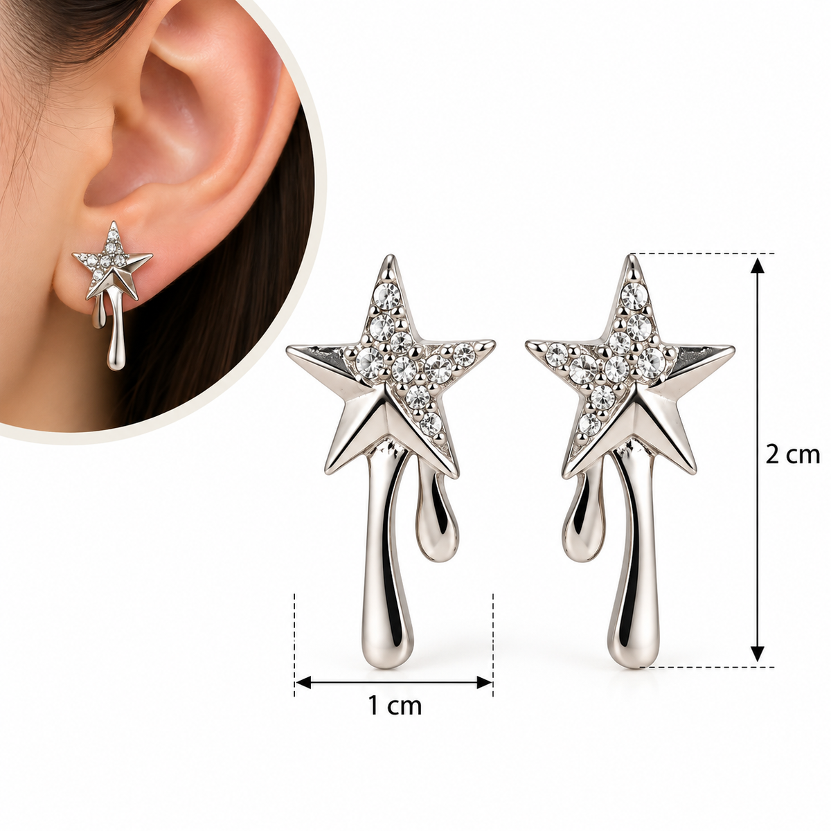 E7536 Aretes estrella con destello de aleacion