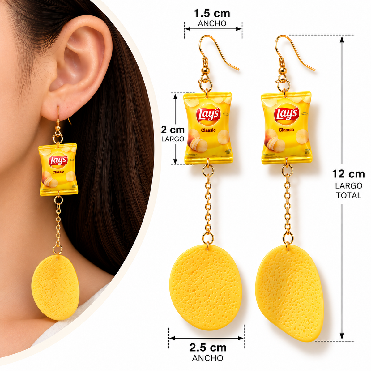 E7545 Aretes bolsa y papa colgante de aleacion