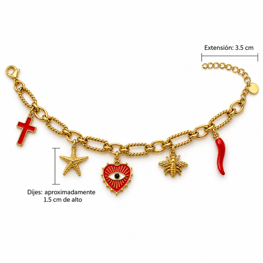 B113 Pulsera acero inoxidable 304 chapado en oro 14k