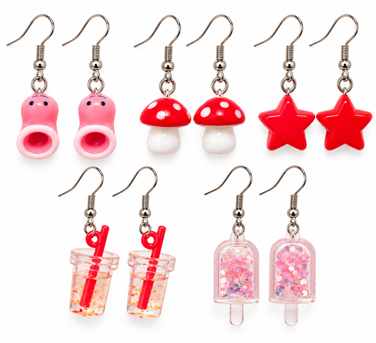 E7496 Set de 5 pares de aretes aleacion