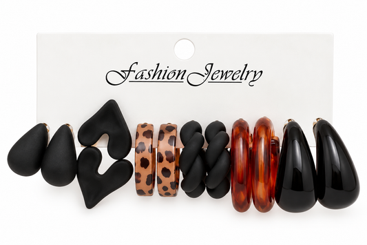 E7503 Set de 6 pares de aretes otoño aleacion