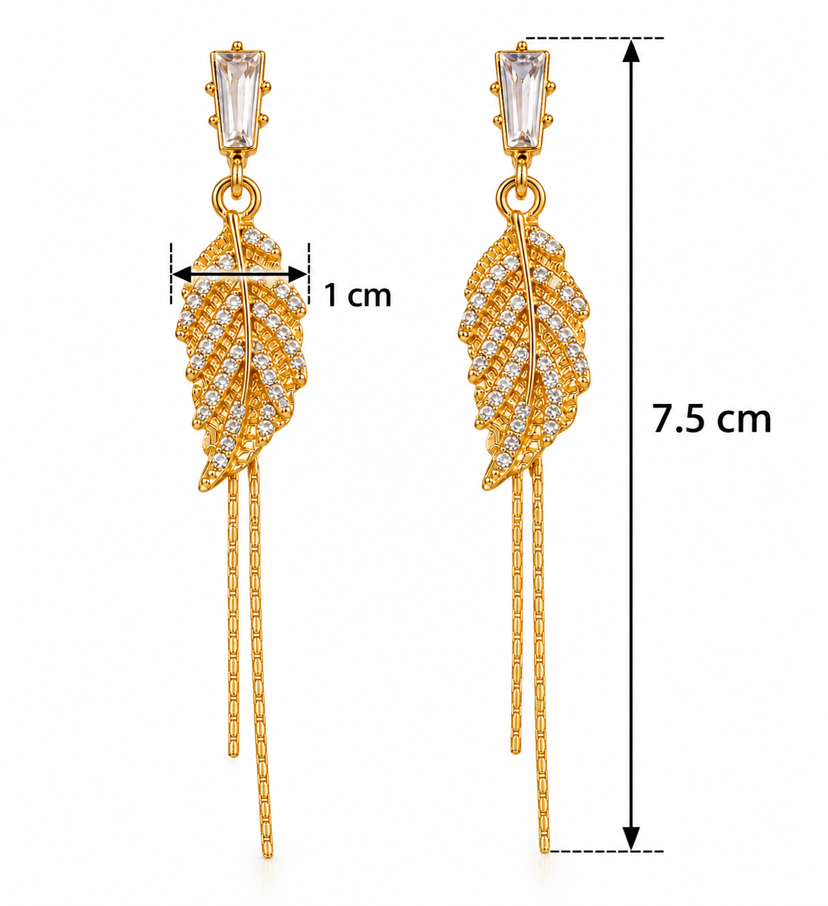E7506 Aretes hoja y circonia imitacion aleacion