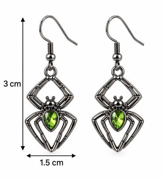 H160 Aretes araña con circonia verde imitacion de aleacion