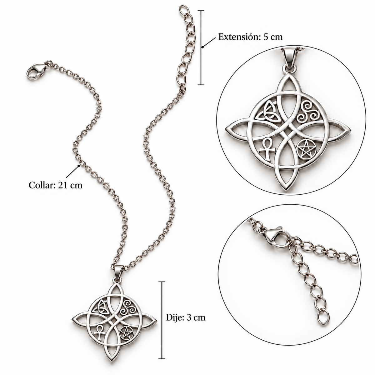 C055 Collar nudo de bruja de acero inoxidable 316 L