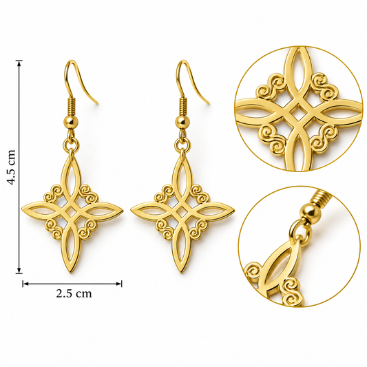 E044 Aretes mudo de bruja acero inoxidable
