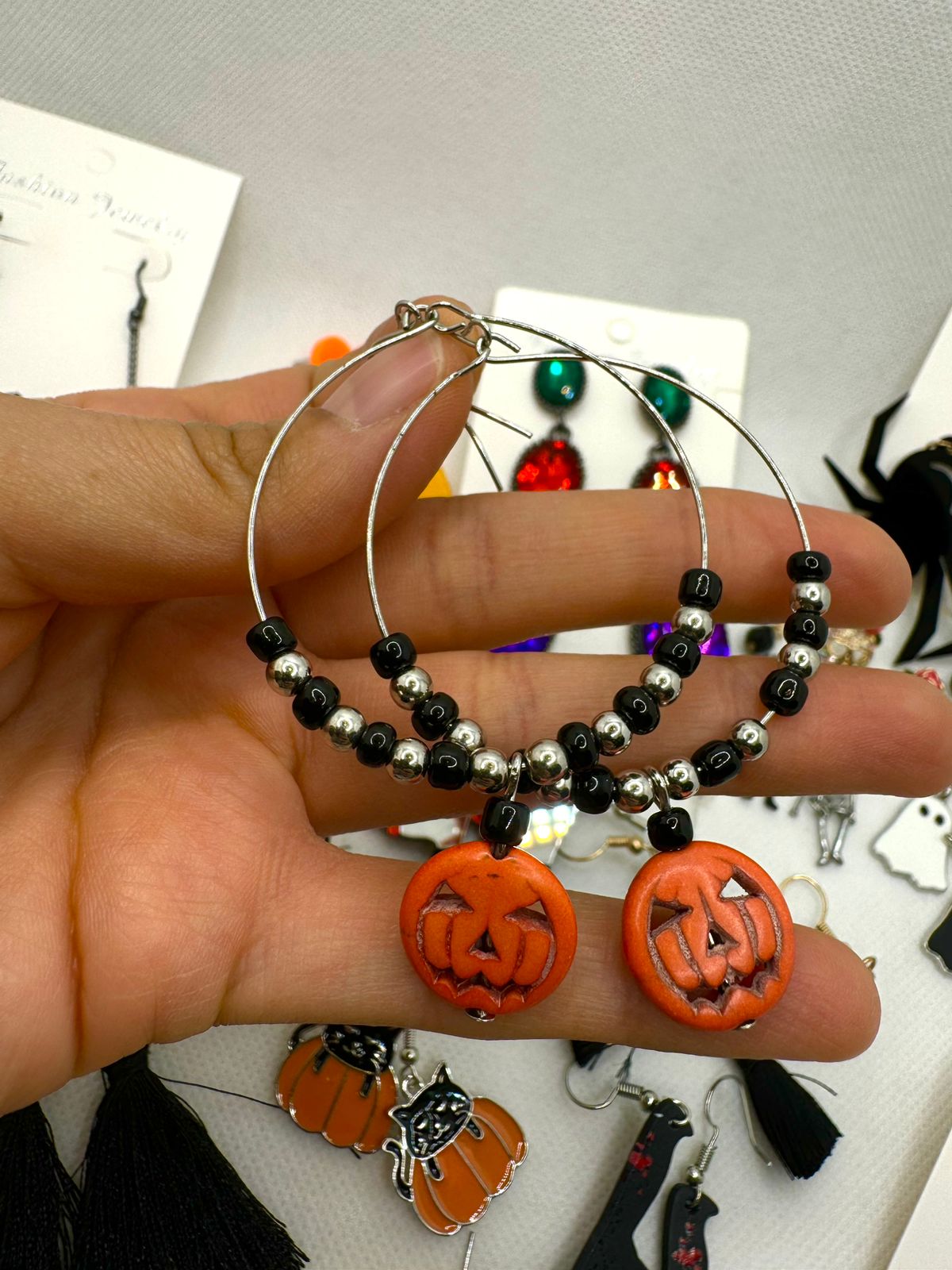 E287 Aretes Arracada Aro Calabaza Halloween