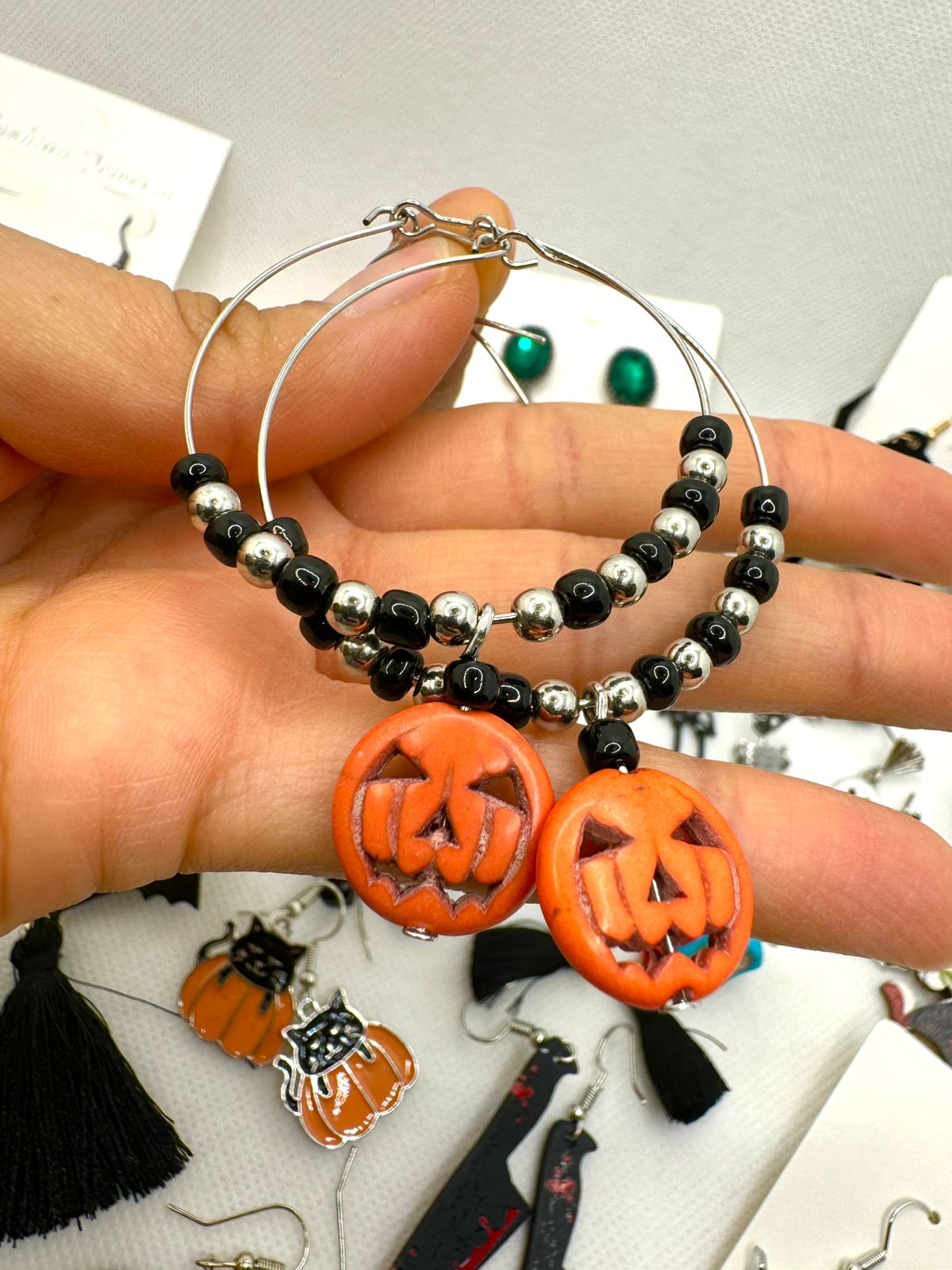 E287 Aretes Arracada Aro Calabaza Halloween