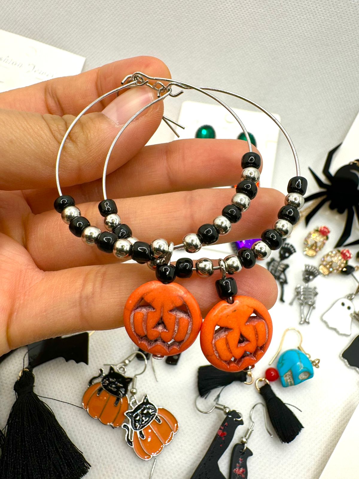 E287 Aretes Arracada Aro Calabaza Halloween