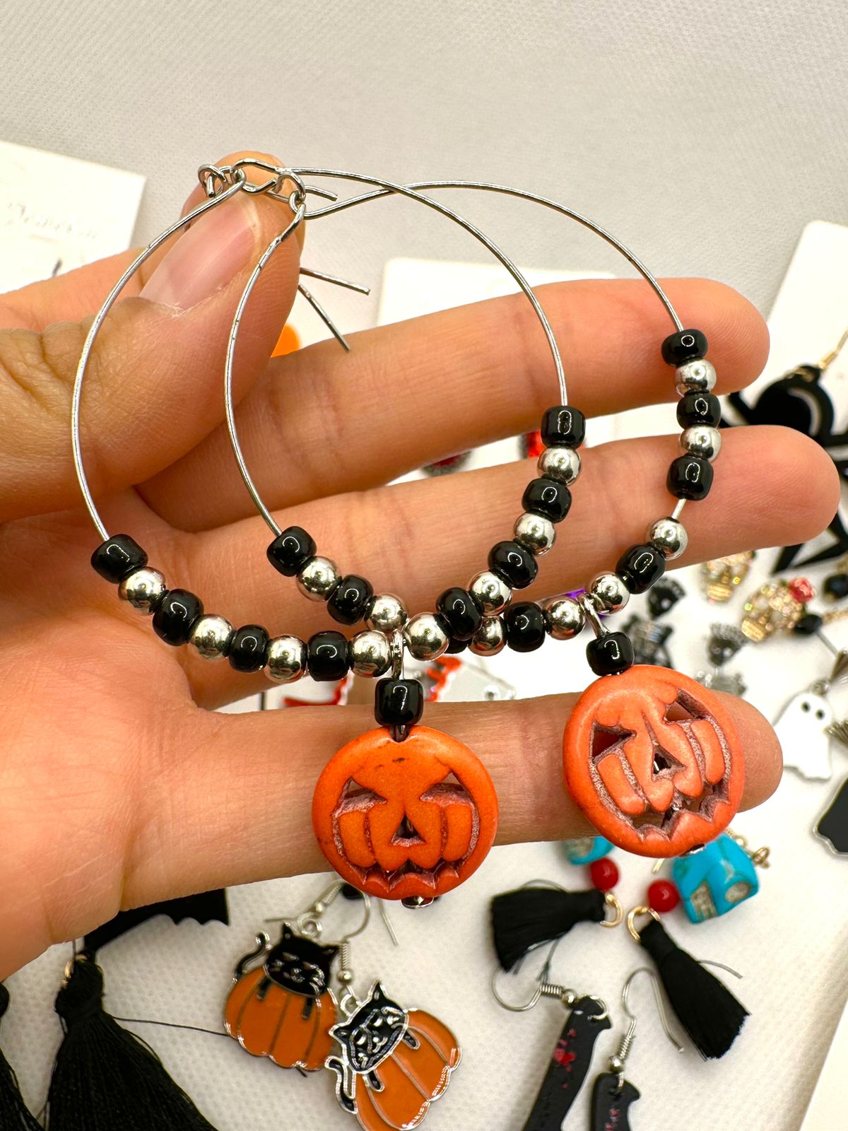 E287 Aretes Arracada Aro Calabaza Halloween