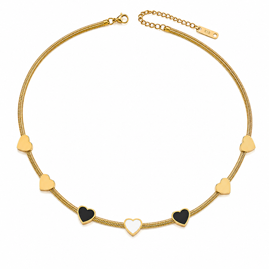 C1458 Collar corazones de acero inoxidable 19 cm con 5 cm de extension