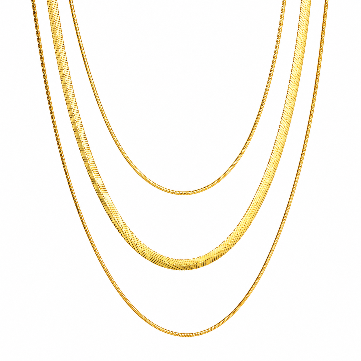 C1461 Collar de 3 cadenas 19 21 y 23 cm con 5 cm de extension